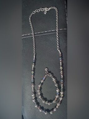 Brighton Silver Necklace and Bracelet Set with Multicolored Beads